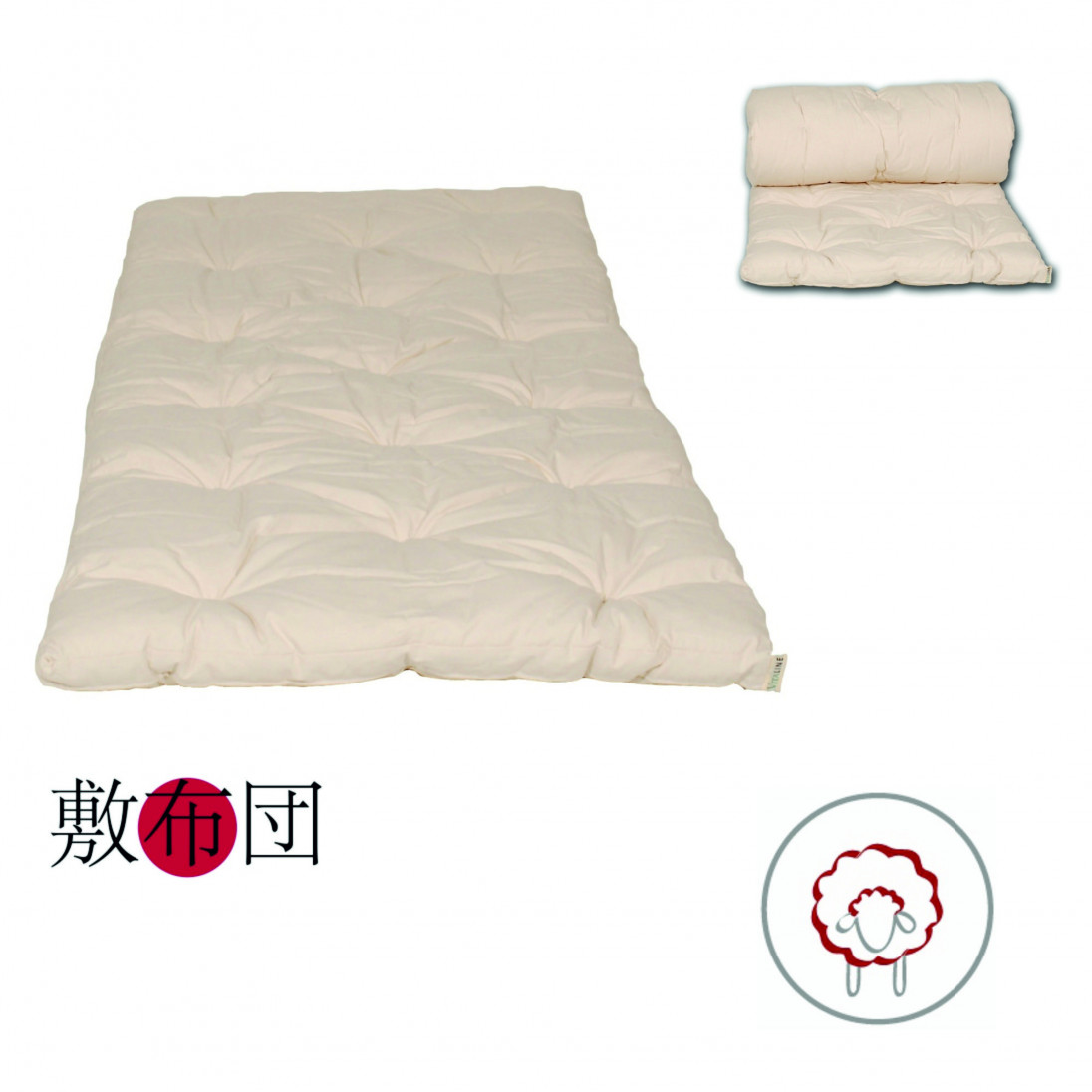 Original Japan Futon 100x200 natur aus 100 Schurwolle Rollbar